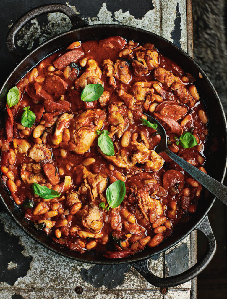 James Martin chicken, chorizo and bean stew